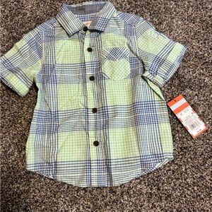 Cat & Jack Green and Blue Plaid Button Down Shirt